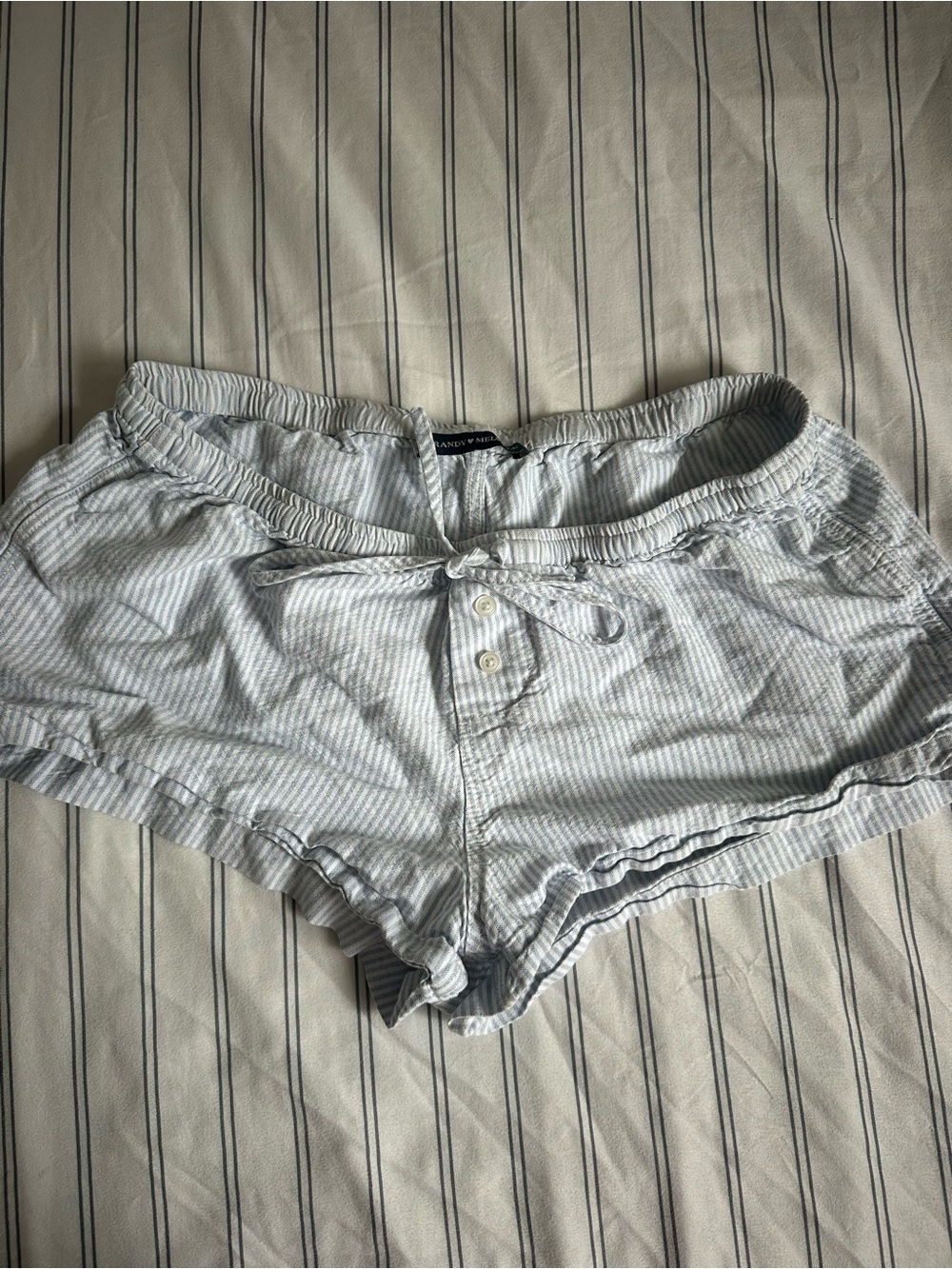 Brandy Melville Light Blue Pinstripe High-Waist Lounge Shorts